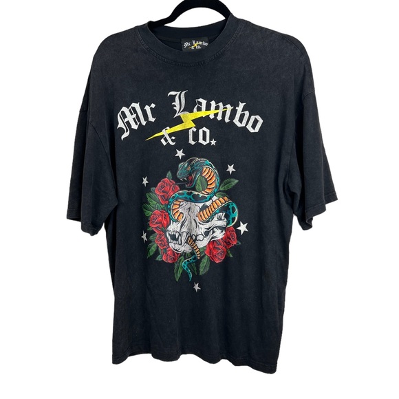 Mr. Lamborghini & Co Men’s T Shirt Lambo Short Sleeve Snake Rose Black Shirt
